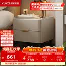顾家家居（KUKA）意式卧室双抽储物床头柜7996 【皓月白+白色岩板】旗舰款床头柜