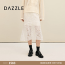 DAZZLEDAZZLE 地素2026年夏季A字下摆不对称半裙法式艺术感 白色 S