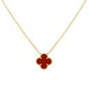 梵克雅宝（Van Cleef & Arpels）18K黄金Vintage Alhambra红玉髓四叶草项链 520礼物