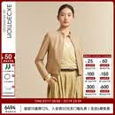 例外（EXCEPTION）女装皮衣女款羊皮修身气质机车皮衣外套 浅卡其 M
