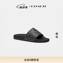 蔻驰（COACH）男士经典标志拖鞋 炭黑色/黑色 40
