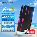 宏碁掠夺者（PREDATOR）48G(24G×2)套装 DDR5 6000频率 台式机内存条 Hermes冰刃系列 RGB灯条(C28) 石耀黑 AI电脑配件