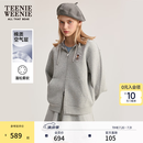 Teenie Weenie小熊女装春秋季简约休闲宽松刺绣连帽开衫卫衣外套 中灰色 L
