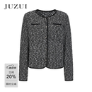 玖姿（JUZUI）商场同款女装高雅小香风通勤针织开衫女冬季 花黑 XL