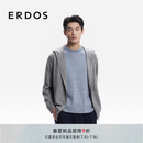 ERDOS【精纺】  男装丝绒混纺连帽开衫26年早春新品运动夹克外套 烟雾灰 XL 180/100A