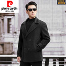 皮尔卡丹（pierre cardin）轻奢高端毛呢外套商务夹克新款100%羊毛呢子大衣双面呢男士双排扣 水墨灰 M 建议体重：105斤-120斤