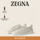 Zegna杰尼亚男鞋白色Triple Stitch™奢华休闲鞋 白色 鹿皮 40.5 6.5