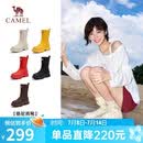骆驼（CAMEL）彩虹雨靴女晴雨两穿轻盈户外休闲短靴 L25W577027 杏色 38