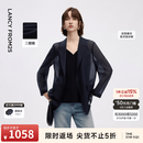 朗姿25三醋酸轻薄正肩西装外套气质干练通勤西服女2026年夏季新款 月夜深蓝色 S