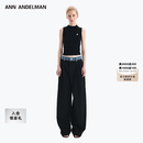 ANN ANDELMAN【王玉雯同款】官方直营 牛仔腰头拼接西裤直筒长裤 黑色 XS