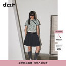 DZZIT地素短袖针织衫2026夏季新款新中式少女提花正肩上衣女3K2EE396P 绿色 M