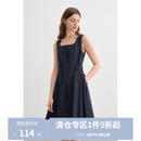 独束大码女装【线雕裙】牛仔连衣裙夏季莱赛尔天丝透气显瘦背心裙 牛仔蓝-无袖短款 XL （尺码：3）
