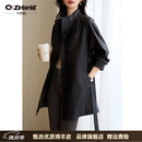 Q ZHIHE品牌真皮皮衣外套女2026秋季新款宽松休闲绵羊皮风衣女韩版百搭 雅黑色 M 建议90-125斤