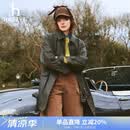 哈吉斯（HAZZYS）女装 秋季女士可脱卸内胆单排扣风衣女ASWSH0CCH05 深绿色DG XL (170/92A 42)