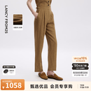 朗姿法国进口亚麻老钱风直筒西装裤通勤风裤子女2026年夏季新款 深米色 XL