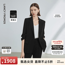 朗姿【律师系列】桑蚕丝职业正装气质西服夏季新款商务西装 黑色 L
