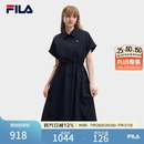 FILA 斐乐官方女子梭织连衣裙2026秋新款裙子时尚休闲舒适衬衫裙 启灵蓝-DB M 165/84A/M