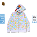 BAPE男装26年春夏糖果迷彩全拉链鲨鱼连帽卫衣开衫外套X00515Q 白色WHX L 均码