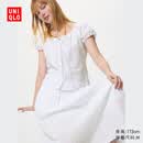 优衣库麻混纺U领衬衫/短袖女装/衬衣空调衫483892 01 乳白色 M