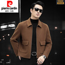 皮尔卡丹（pierre cardin）毛呢新款双面100%羊毛呢大衣短款夹克时尚外套秋冬呢子羊毛男士 咖色 M 建议体重：100斤-115斤
