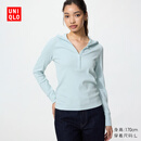 优衣库罗纹连帽T恤/长袖女装488298 60 浅蓝色 M
