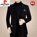 皮尔卡丹（pierre cardin）高端春秋冬季新款男装休闲中年男士西服羊毛呢外套修身小西装 245黑色 M 170 (90-110斤)