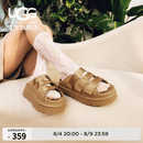 UGG夏季男女同款时尚厚底露趾炫金魔术贴休闲一字拖拖鞋 1167430 DND | 深沙色 38 脚背高并脚宽，建议拍大一码