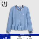 盖璞（GAP）女童秋季款小熊刺绣花边下摆针织开衫儿童装毛衣805961