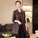 千纸鹤品牌真皮皮衣女2026秋季新款头层绵羊皮风衣时尚显瘦外套中长款 红棕色 M 90-105斤