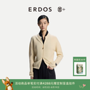 ERDOS【善+系列初绒】26早秋圆领装饰单畦宽松双拉链女开衫羊绒衫 浅春黄 M 165/84A