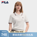 FILA 斐乐官方女子编织衫2026新款简约休闲百搭翻领短袖POLO上衣 标准白-WT L 170/88A/L