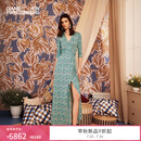 Diane von Furstenberg[100%真丝]DVF2026早秋新款松石绿藤蔓玫瑰碎花裹身裙DW2U001 TRSTQ M