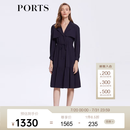 PORTS宝姿商场同款女装春季V领修身廓形中长风衣LM8T018KWO014 丈青 M (6)