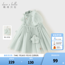 戴维贝拉（DAVE＆BELLA）女童公主裙国风汉服裙子儿童连衣裙小童网纱裙夏装新款童裙 灰蓝色【现货】 120 cm（建议身高110-120cm）