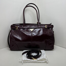 普拉达（PRADA）二手99新手提包深红色油蜡皮38*22*12cm公价20900正品保真先发机构鉴定送清洁保养顺丰发货