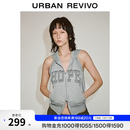 UR2026秋季新款女装潮流做旧印花连帽露背卫衣外套UYV160034 花灰 M