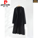 皮尔卡丹（pierre cardin）秋冬长款过膝双面绵羊毛大衣男高端韩版西装宽松羊毛呢子风衣外套 黑色 M 110-125斤