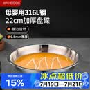 美厨（MAXCOOK）316L不锈钢盘碟 盆碟22cm 加厚加宽加深耐摔 洗碗机可用MCWA1748