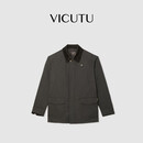 威可多（VICUTU）风衣男时尚翻领秋季新款时尚复古百搭工装风拼接外套 深棕色 L 175/96B