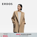 ERDOS【流金大衣】25秋冬连帽羊绒大衣围裹保暖双面毛呢外套女毛呢大衣 沙米 XS 155/76A