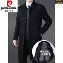 皮尔卡丹（pierre cardin）轻奢高端双面羊绒大衣男羊毛呢风衣外套长款中老年爸爸加肥加大码 黑色/鹅绒内胆 S 165【建议90-110斤】