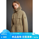 ELLE KIDS童装 中长绗棉派克棉服女童冬季新款巴恩风毛领保暖外套