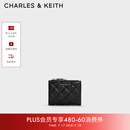 CHARLES&KEITH菱格纹多卡位短款钱包零钱包生日礼物送女友CK6-10770729 Black黑色 XXS