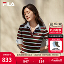 FILA 斐乐杨幂同款女子编织衫2026秋新款时尚修身条纹假两件短袖上衣 满印一-ZA L 170/88A/L