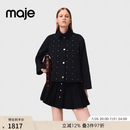 Maje商场同款2025女装法式软糯保暖仿钻装饰可拆卸棉服上衣 深蓝色 M (38)