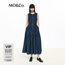 MO&Co.【C+系列】牛仔连衣裙附腰带2026夏新品天丝醋酸棉长裙MBF2DRS025 牛仔蓝色 M /165
