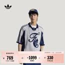 adidas度假风纯棉条纹休闲宽松针织polo衫男新款阿迪达斯三叶草   浅灰/制服蓝   M