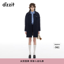 DZZIT地素棉服冬季斜纹设计复古老钱风摩登格调上衣女 深蓝色 XS