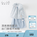 戴维贝拉（DAVE＆BELLA）女童七分裤套装碎花儿童短袖两件套休闲童装宝宝衣服夏装新款 花朵印花【现货】 100 cm（建议身高90-100cm）