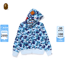 BAPE女装26年春夏全拉链鲨鱼连帽卫衣开衫外套00115Q 蓝色BLX S